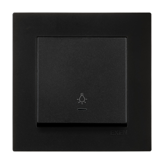 Slika EXEN Karell prekidač za svetlo sa signalnom sijalicom 200-141402-206 metalik crni